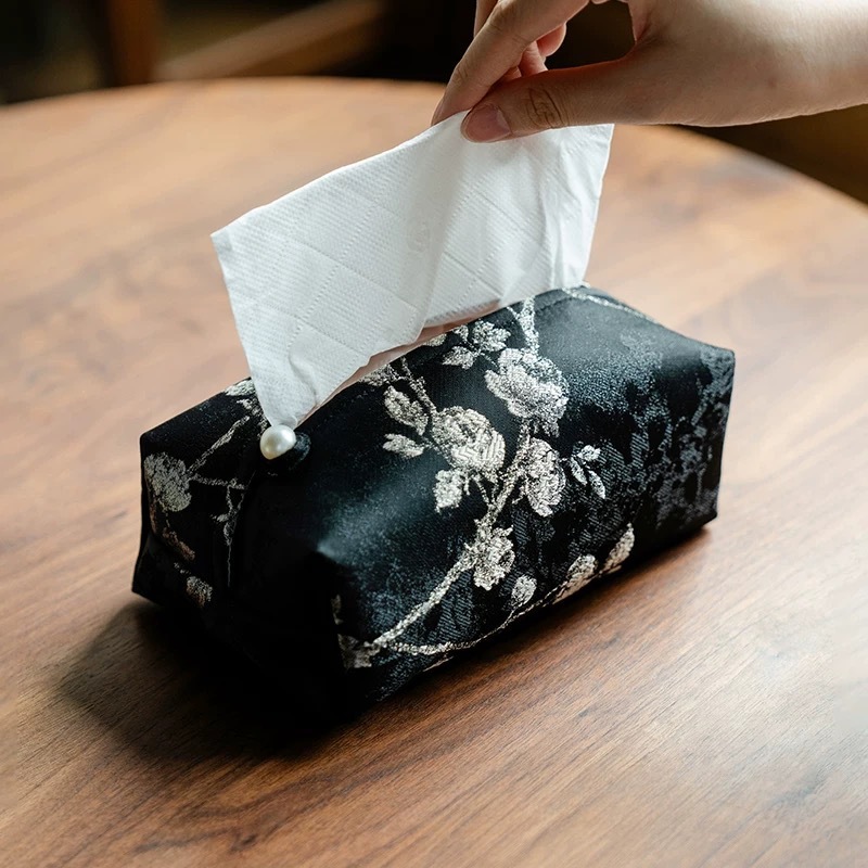 Tissue Box Cover New Chinese Style Fabric Brocade Dustproof Tissue Holder For Tea Ceremony Space Living Room Home Use