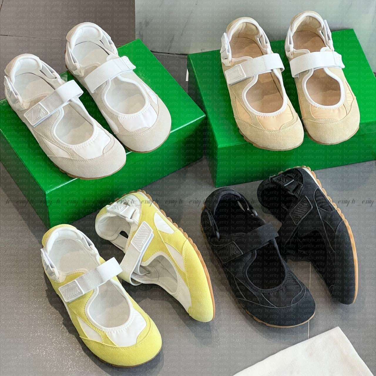Womens men Orbit Flash Mary Jane Sneakers Soft suede lightweight nylon Designer Mary Jane Casual Shoes Adjustable Strap round toe ballet flat Mary Jane shoes 35-45