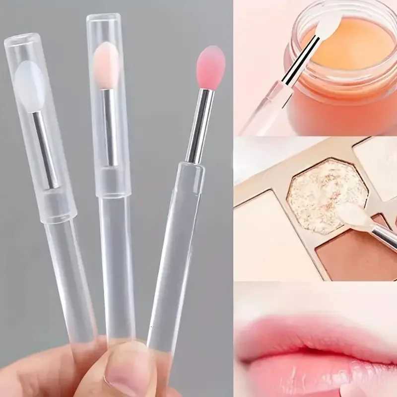 3/5/10PCS Portable Silicone Lip Brush With Cover Soft Multifunctional Lip Balm Applicator Lipstick Lipgloss Makeup Brushes Z260408