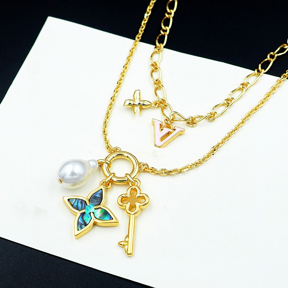 Designer Womens Necklace Fashion Classic Double-layer Pearl Pendant Necklace Cherry Necklace High Quality Jewelry Gift