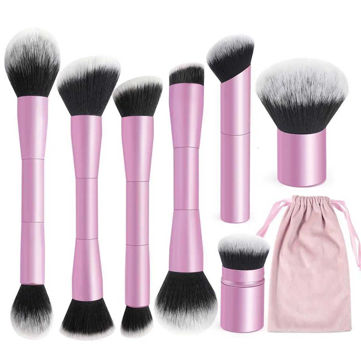 7pcs Makeup Brush Set Double Sided Kabuki Makeup Brushes Contour Brush for Foundation Liquid Powder Concealer Cream Cosmetics Z260408