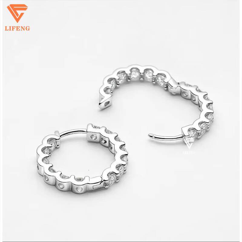 Custom Iced Out Diamond Hoop Earrings 925 Sterling Silver VVS Moissanite Earrings Wholesale Bulk Elegant Womens Fashion Jewelry
