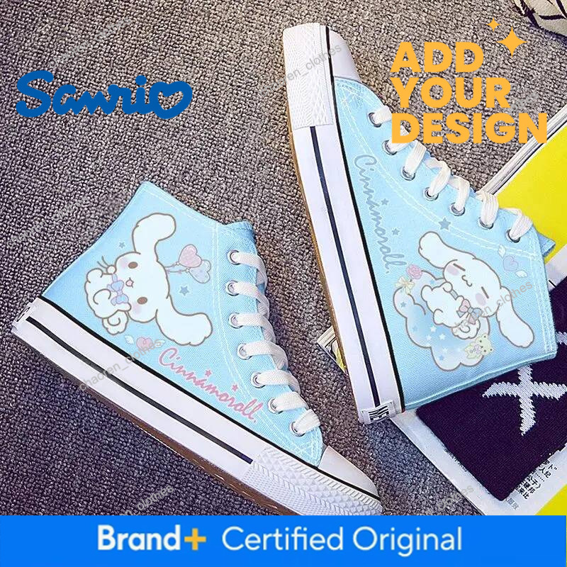 Sanrioed Cute Cinnamoroll Canvas 2024 New Cartoon Kuromi Versatile Board Kawaii Hello Kittys Shoes for Women