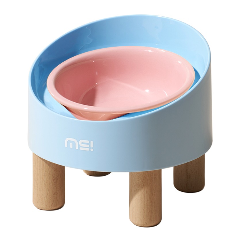 Raised pet feeding bowl for both cats and dogs, with non-slip base for great stability, lead-free ceramic elevated bowl.