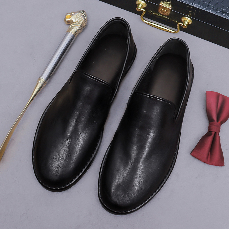 Trendy Men's Slip-On Shoes British Style Large Size Genuine Leather Washed Horsehide Comfortable Casual Footwear - view 9