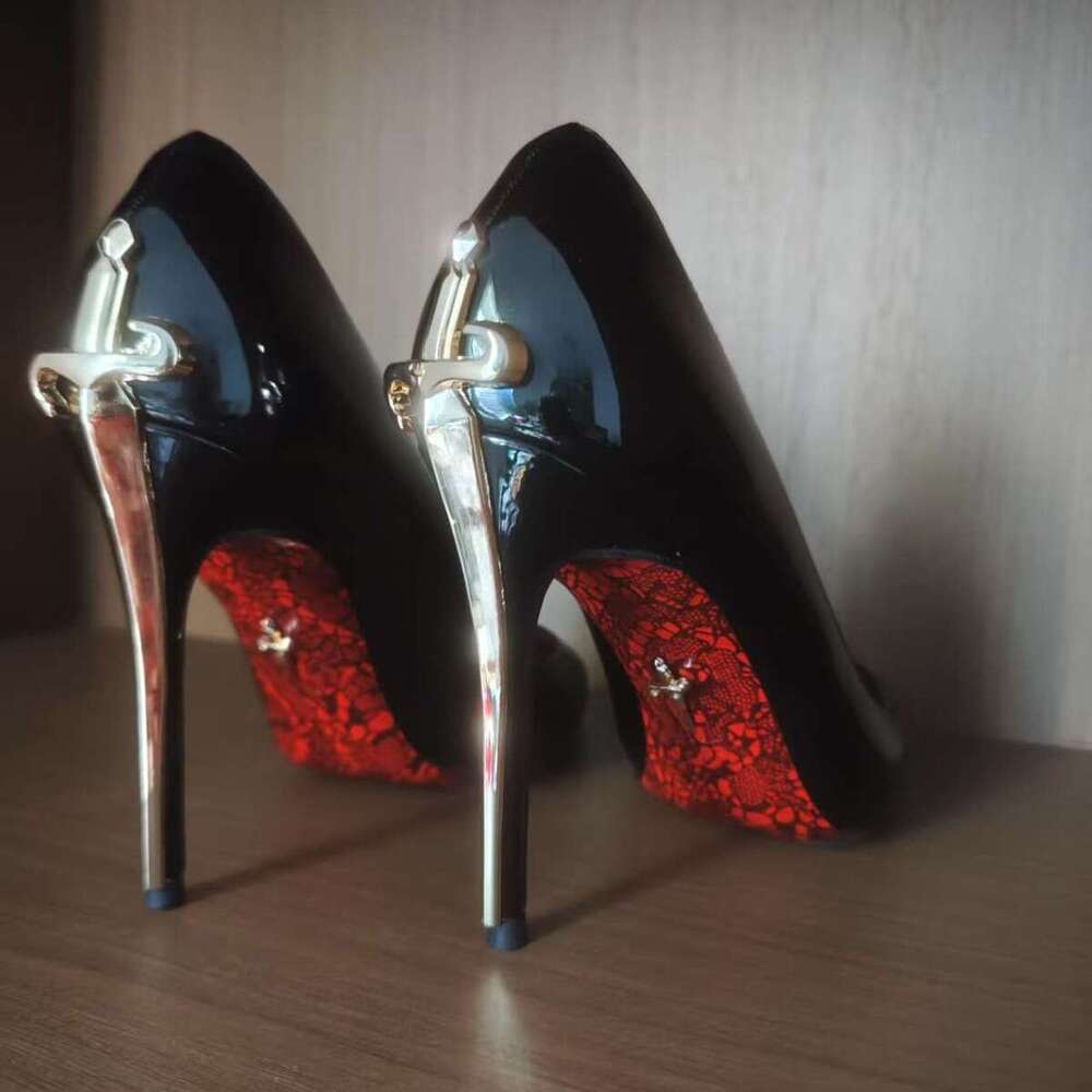Metal High Thin Heels Comfortable Genuine Printed Red Sole Pointed Toe Women S High End Leather Single Shoes For Women MOJIDASHU