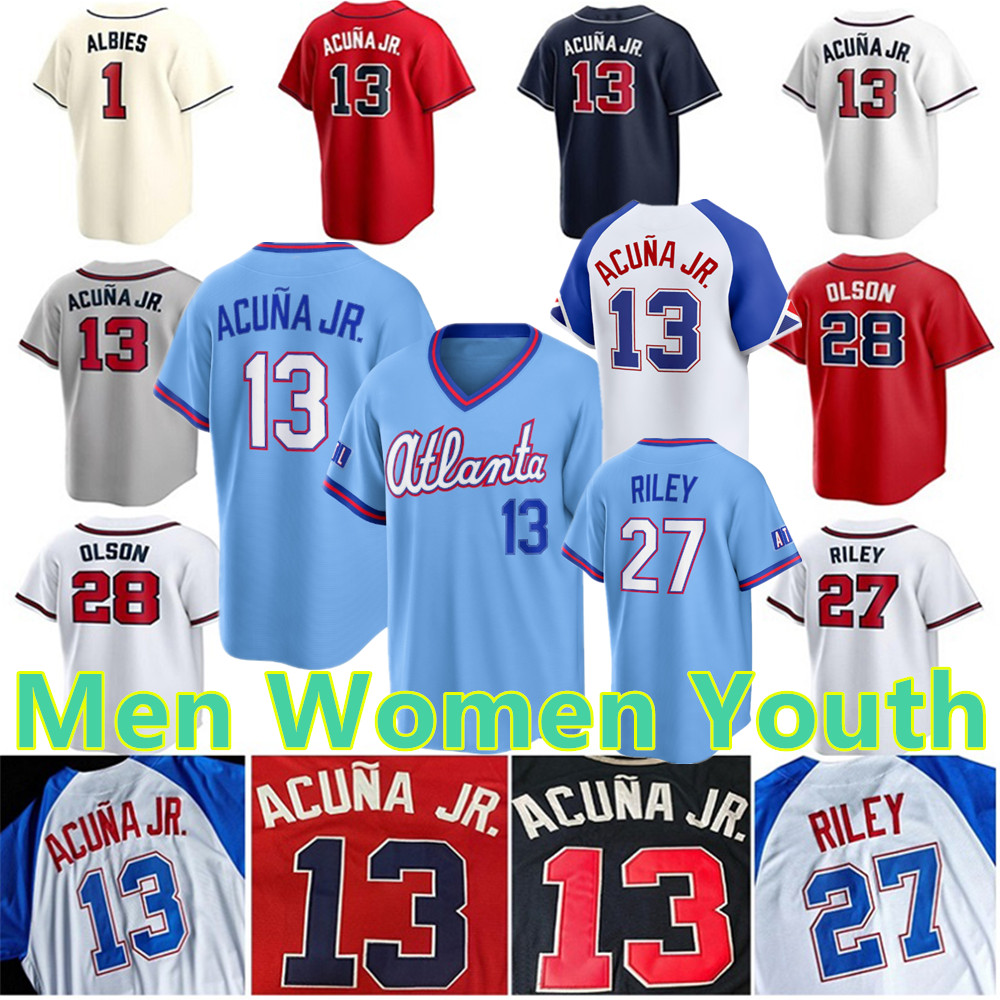 Custom Jersey 13 Ronald Acuna Jr. 27 Austin Riley Chris Sale Matt Olson Harris II Spencer Strider Walle n Ozzie Albies Braves Jones Rosario Baseball Jersey