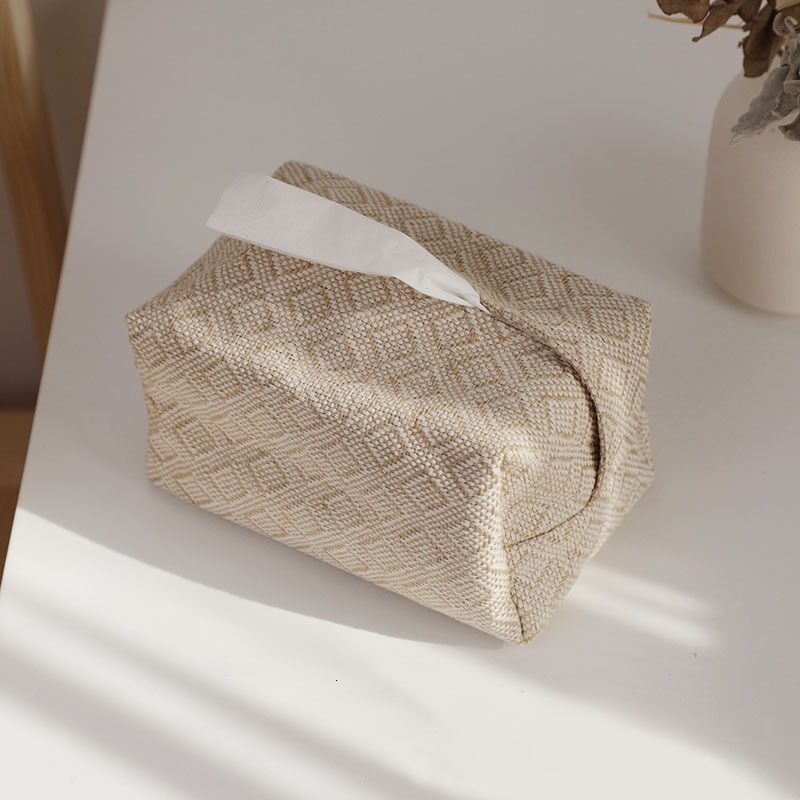 Tissue Box Japanese Style Cotton Linen Simple Ins Style Woven Design Storage Bag Creative Home Living Room Dining Table Decoration