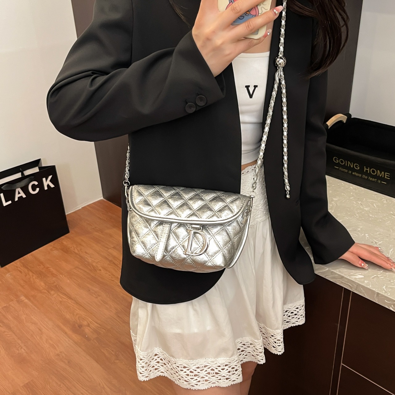 Small Bag Female Free Shipping Summer New Style Designer With Large Capacity Chain Cross Body Female Bag Rhombus Latti