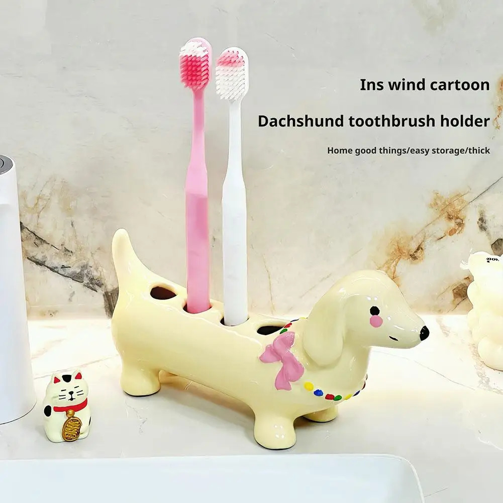 Dachshund Ceramic Toothbrush Holder Storage Rack Bathroom Sink Washstand Toothbrush Base Bathroom Decoration 260408 - view 3