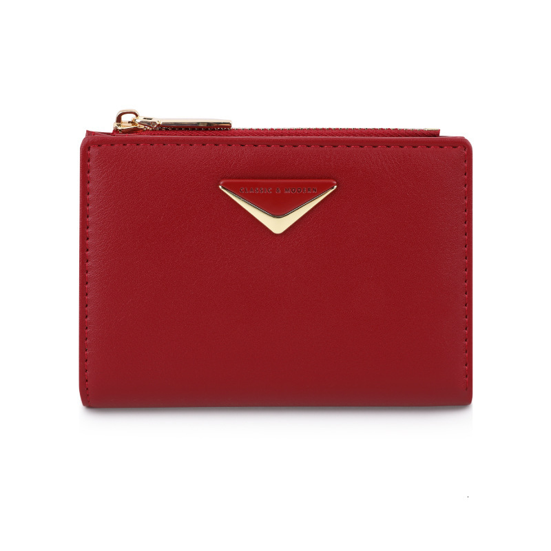 Genuine Leather Zip-Around Short Wallet - Premium Smooth Leather Handbag, Luxury Multi-slot Card Holder