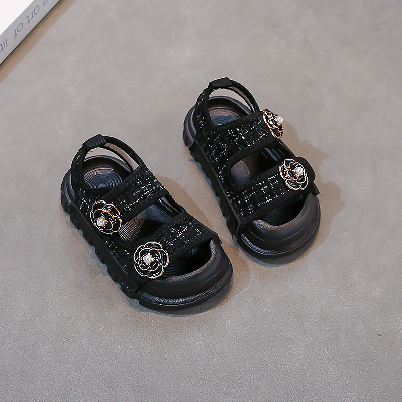 Kids Fashion Sandals for Girls Flower Decor Open-Toe Summer Shoes Youth Anti-Slip Casual Beach Sandals daily wear Free shipping