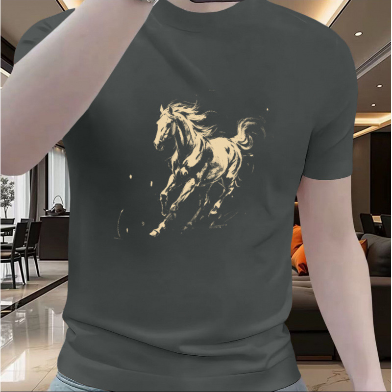 Cotton Short Sleeved T-shirt 2026 Year Of The Horse New Year Designer Luxury Brand Men's Fashion Breathable Trend Brand Top Men's Short Slee
