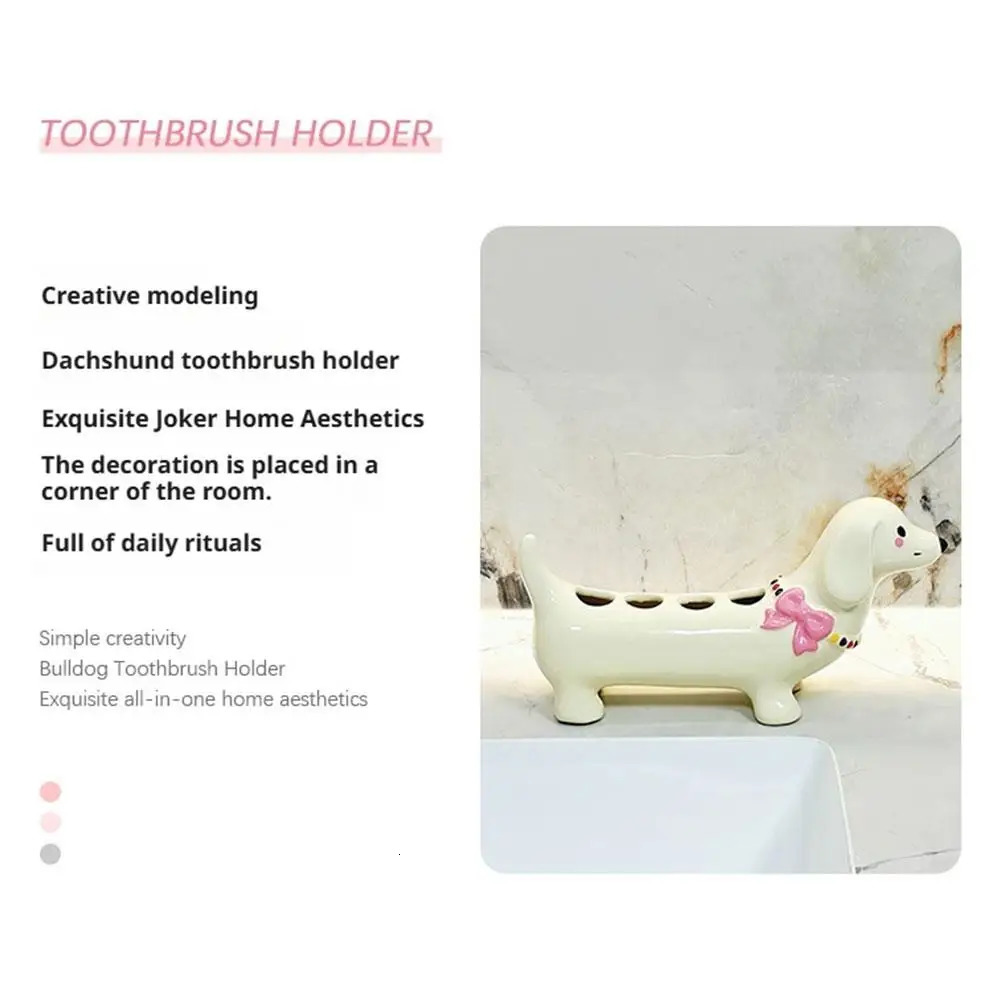 Dachshund Ceramic Toothbrush Holder Storage Rack Bathroom Sink Washstand Toothbrush Base Bathroom Decoration 260408 - view 4