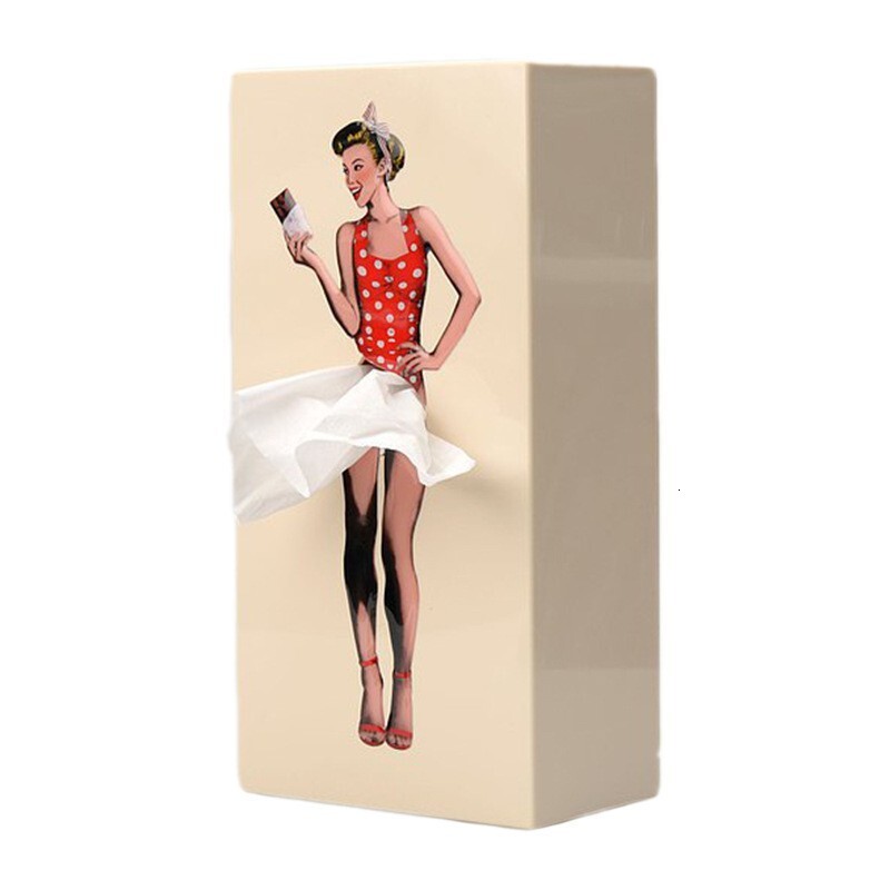 Tissue Box Flying Fluffy Skirt Face Cartoon Anime Retro Dancing Girl Tissue Storage