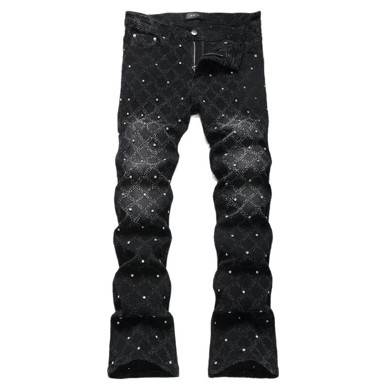 Luxury Brand Designer Clothes American High-End Flared Jeans For Men, Trendy Slim Straight High Street Youth Luxury Casual Long Pants