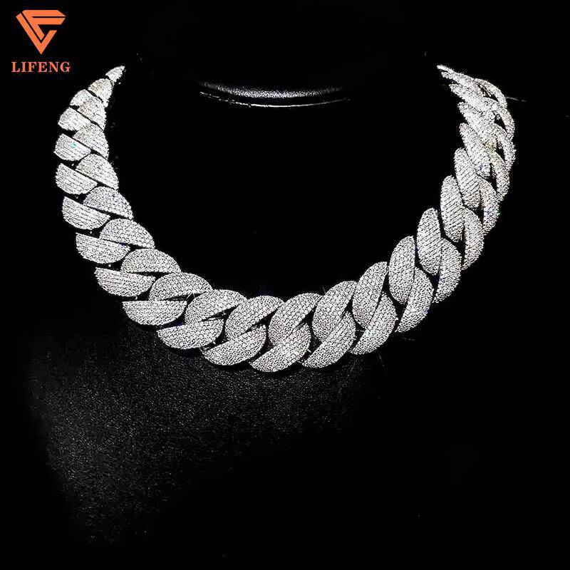 Custom 23mm Big Size Hip Hop Platinum Necklace 925 Silver Cuban Link Chain Moissanite Diamond Charms Mens Wedding Gift Trendy