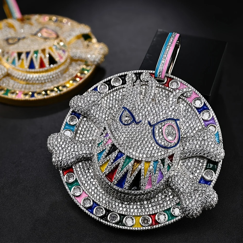 Men Iced Out Bling Hip Hop Disc Pendant Cubic Zirconia Silver Color Men Fashion Men Women Jewelry 260407 - view 4