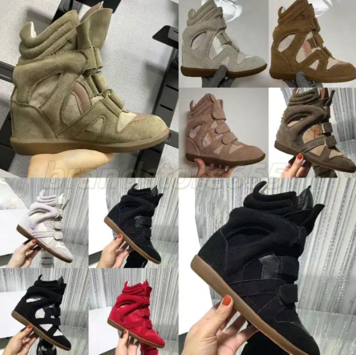 2026 size 35-42 deisgner Brand isabel Hot Sale-Black Genuine Leather winter boots Bekett Leather-Trimmed Suede Wedge Sneakers Fashion Show New Shoes