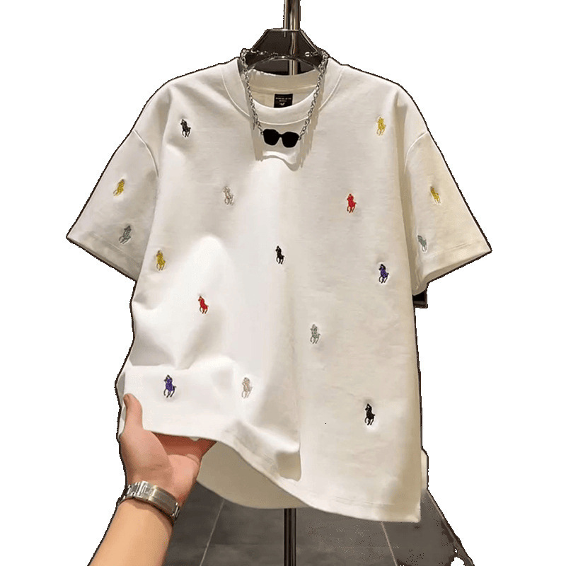 Luxury Brand Designer Clothes Trendy Brand Personalized Embroidered T-Shirt Short Sleeve Men's Summer New Casual Slim Fit Half Round Neck Pullove