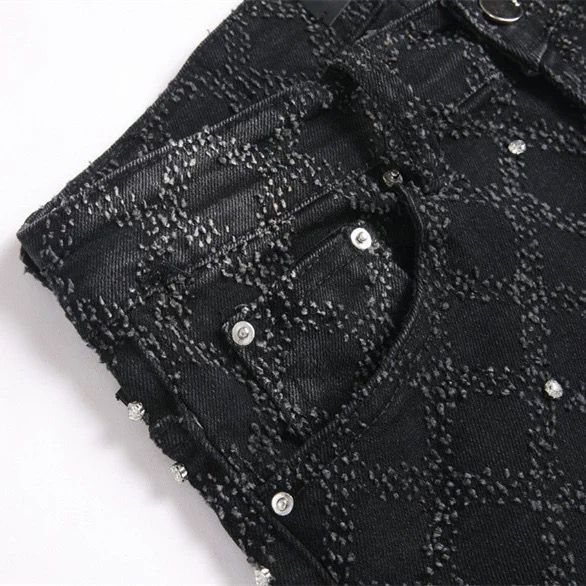 Luxury Brand Designer Clothes American High-End Flared Jeans For Men, Trendy Slim Straight High Street Youth Luxury Casual Long Pants