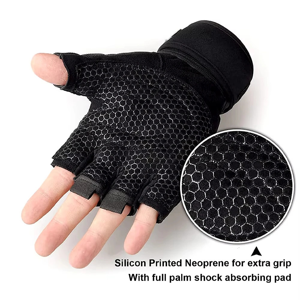 Workout Gloves for Men Women Half Finger Glove with Wrist Wrap Sport Weight Lifting Training Bicycle Motorcyclist Gym 260408