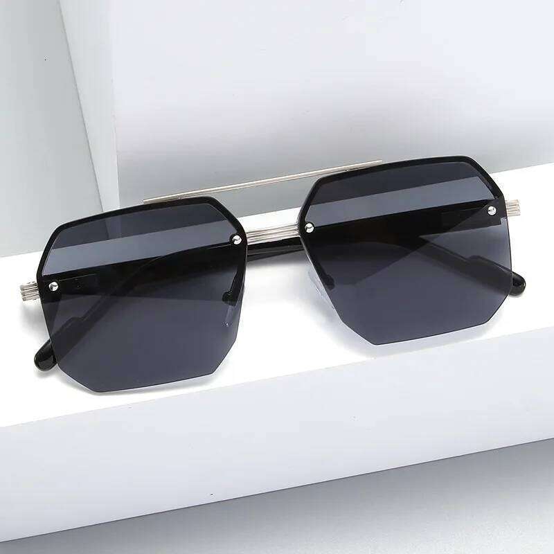 Pilot Sunglasses Men Flat Top Half Frame UV400 Sun Glasses Classic Travel Casual Vintage Shades 26Y0409