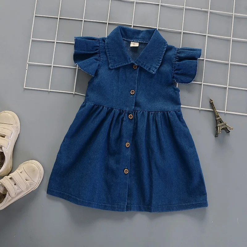 IENENS Toddler Girl Dress Baby Jeans Clothes Infant Cotton Soft Denim Dresses Kids Sleeveless Clothing Fit 1-4 Years 260408