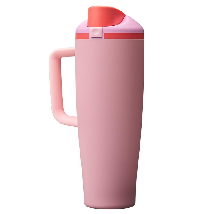 30oz Stainless Steel Insulated Tumbler with Straw and Side Handle BPA Free Leak Proof Travel Water Bottle for Work School and Sports