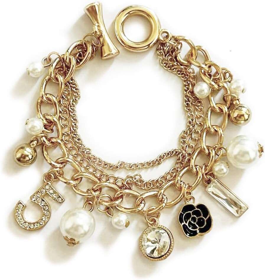 Jewelry Bracelets Number Layered Gold Camellia Bracelet Stainless Steel Non Fading Lightweight Elegant Anniversary Birthday Party Gift Jewelry For Wom