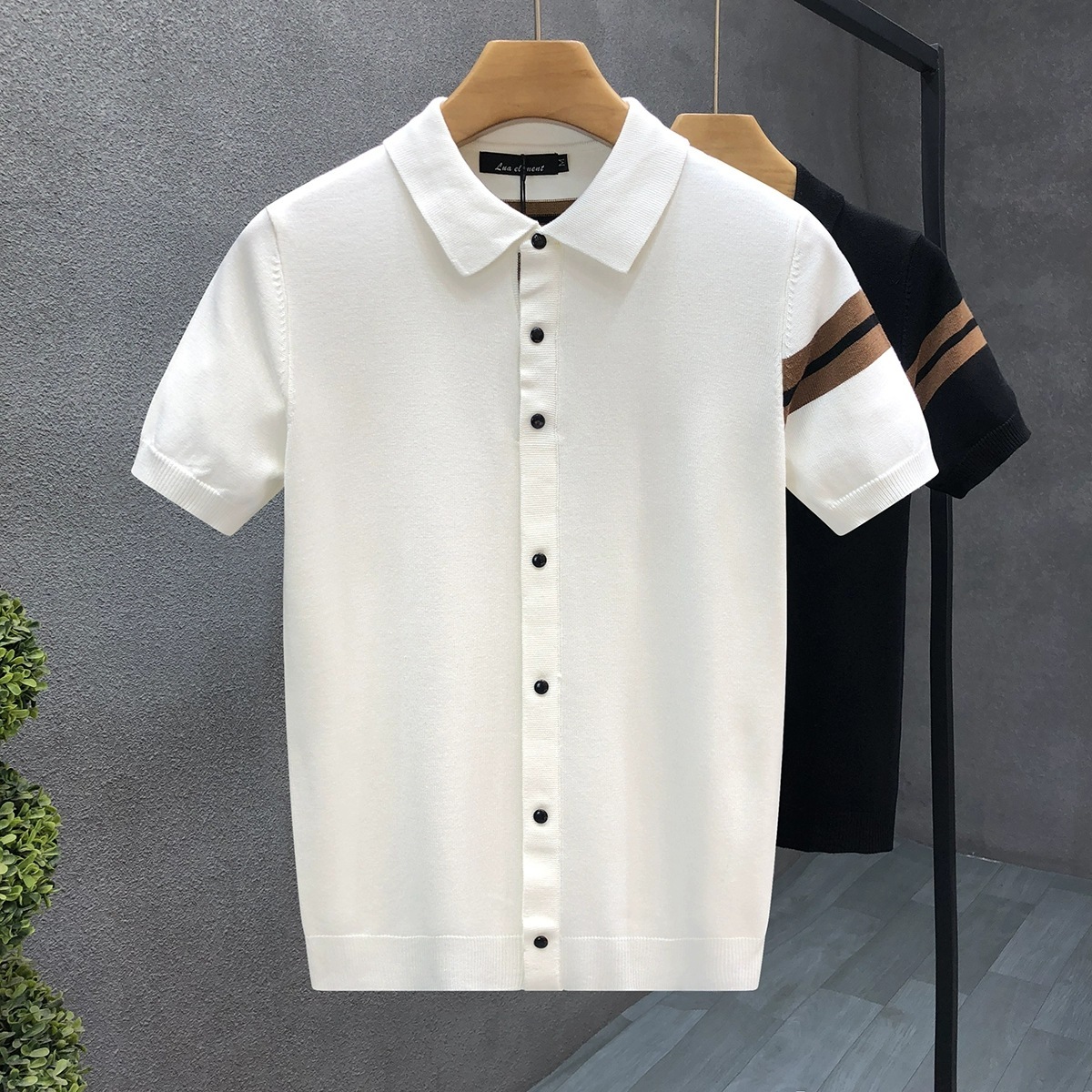 Luxury Brand Designer Clothes 2025 Spring/Summer New Striped Contrast Color Short Sleeve Cardigan For Men, Trendy Fashionable Stylish Half Sleeve Knit