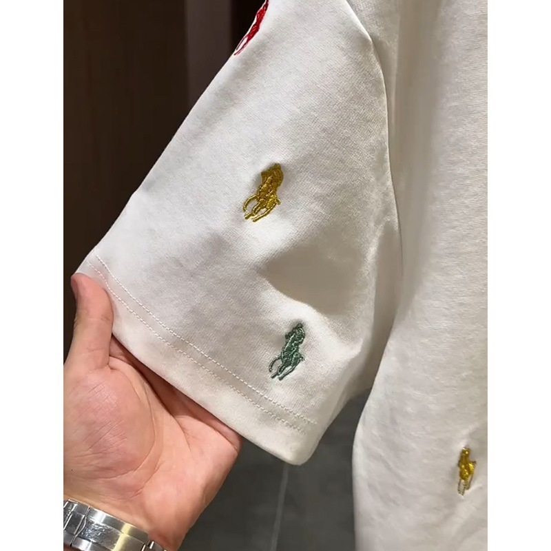 Luxury Brand Designer Clothes Trendy Brand Personalized Embroidered T-Shirt Short Sleeve Men's Summer New Casual Slim Fit Half Round Neck Pullove