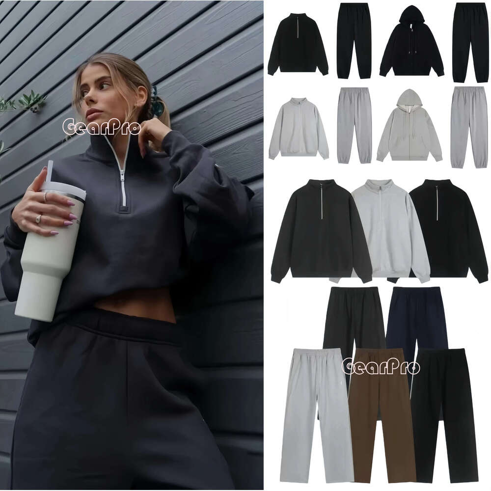 10A Quality New Hot sale Zipper Coat Basic yoga Suit Gym Tracksuit Hooded sweater clothes Comfort Athletic Lounge set Pants Hoodie men women