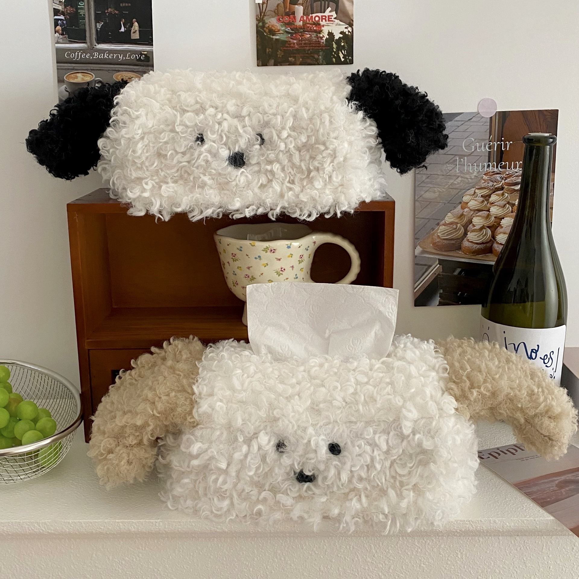 Tissue Box Ins Plush Puppy Creative Desktop Coffee Table Holder Home Living Room Car Storage Bag