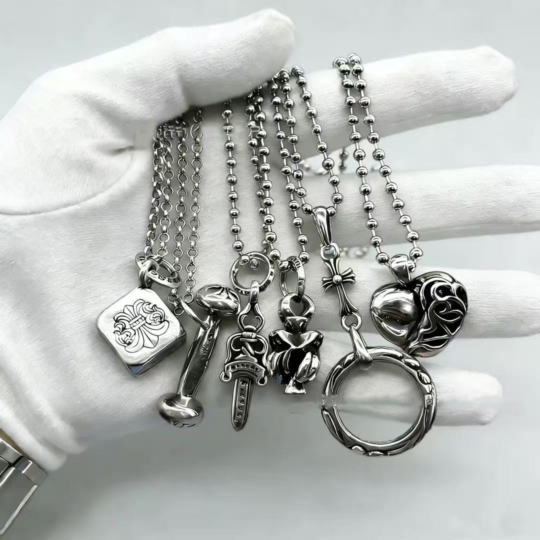 Chain Designer Chromes Boat Cross Pendant Necklaces 925 Thai silver Bold Letter Flower Diamond Necklace Women Brand Anchor Flower Chain For Men Love Classic Jewelry