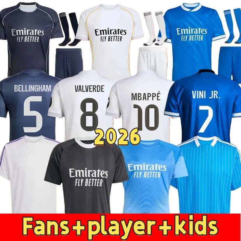 2026Reals Madrid soccer jersey 26 27football kit shirt MBAPPE BELLINGHAM VINI JR valverde TRENT GONZALO RODRYGO player version topsFans player Adult kits kids