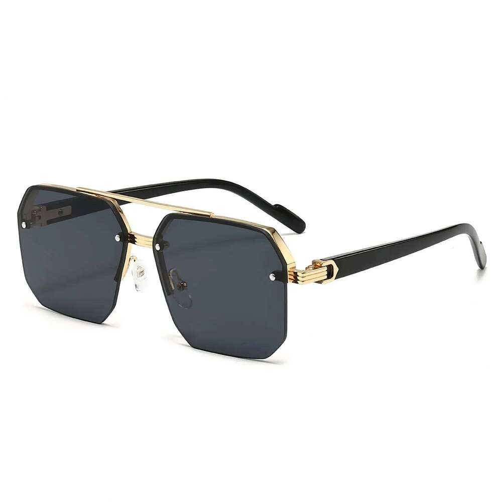 Pilot Sunglasses Men Flat Top Half Frame UV400 Sun Glasses Classic Travel Casual Vintage Shades 26Y0409