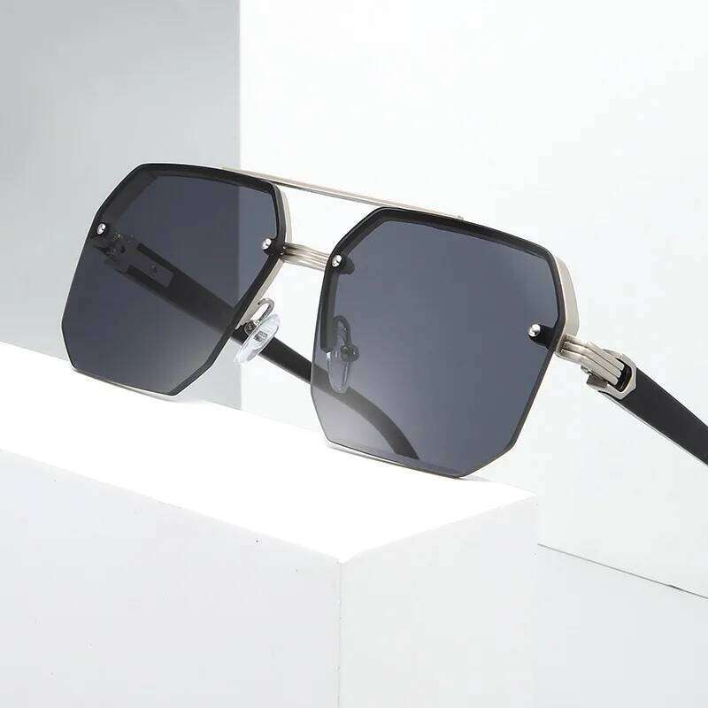Pilot Sunglasses Men Flat Top Half Frame UV400 Sun Glasses Classic Travel Casual Vintage Shades 26Y0409
