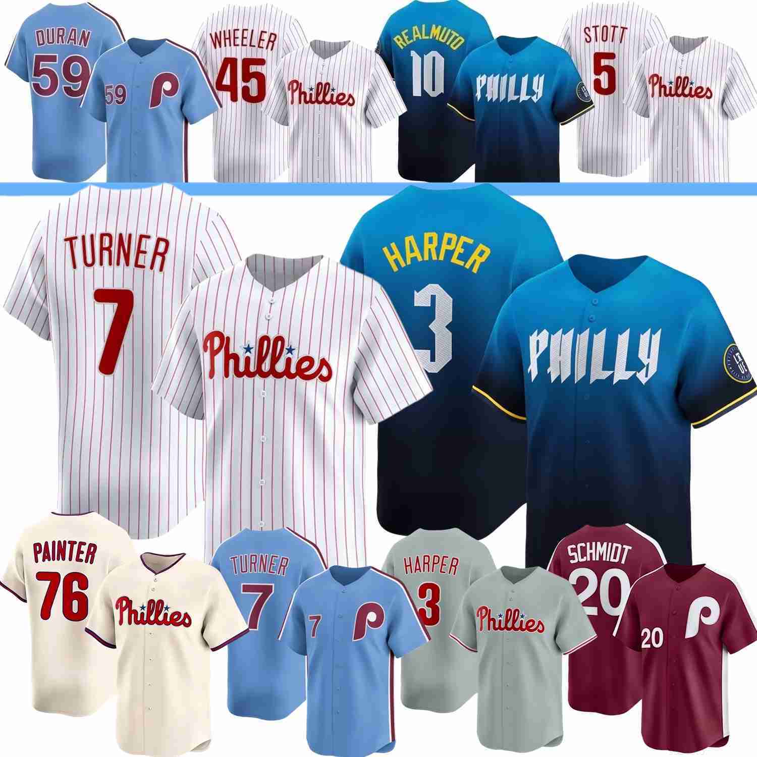 2026 Philadelphia PhilliesS Baseball Jersey Bryce Harper Andrew Painter Trea Turner J T Realmuto Aidan Miller Kyle Schwarber Adolis Garcia Zack Wheele