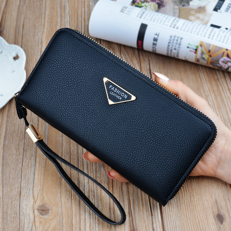 Genuine Leather Zip-Around Long Wallet - Premium Pebbled Leather Handbag, Luxury Wristlet Card Holder - view 4