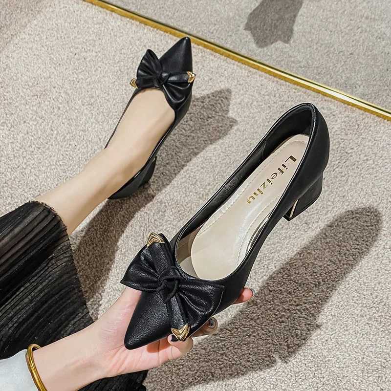 Plus Size Shoes for Women Modern Pumps Spring Summer New Girl Pointed Toe Casual High Heels Shoes Bowknot Wedding Shoes L260409