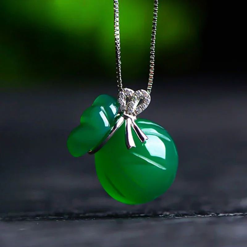 Genuine Myanmar Grade A Jadeite Burma Green Jade Money Bag Pendant Necklace Women Healing Gemstone Fine Jewelry Ladies Gifts 260408