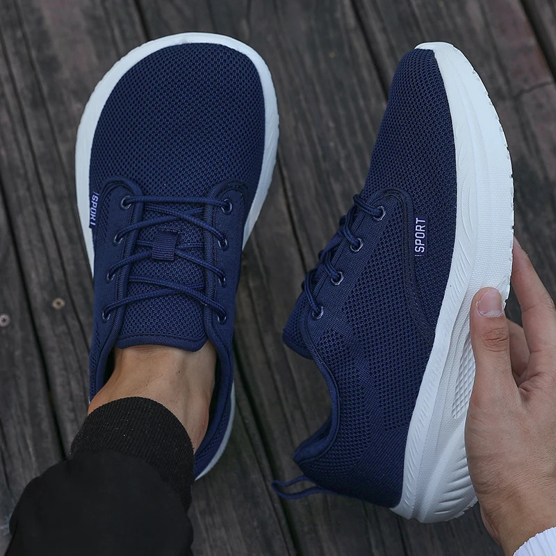 Men Platform Last Shoes Breathable Thick Sneakers Minimalist Versatile Soft Sol…