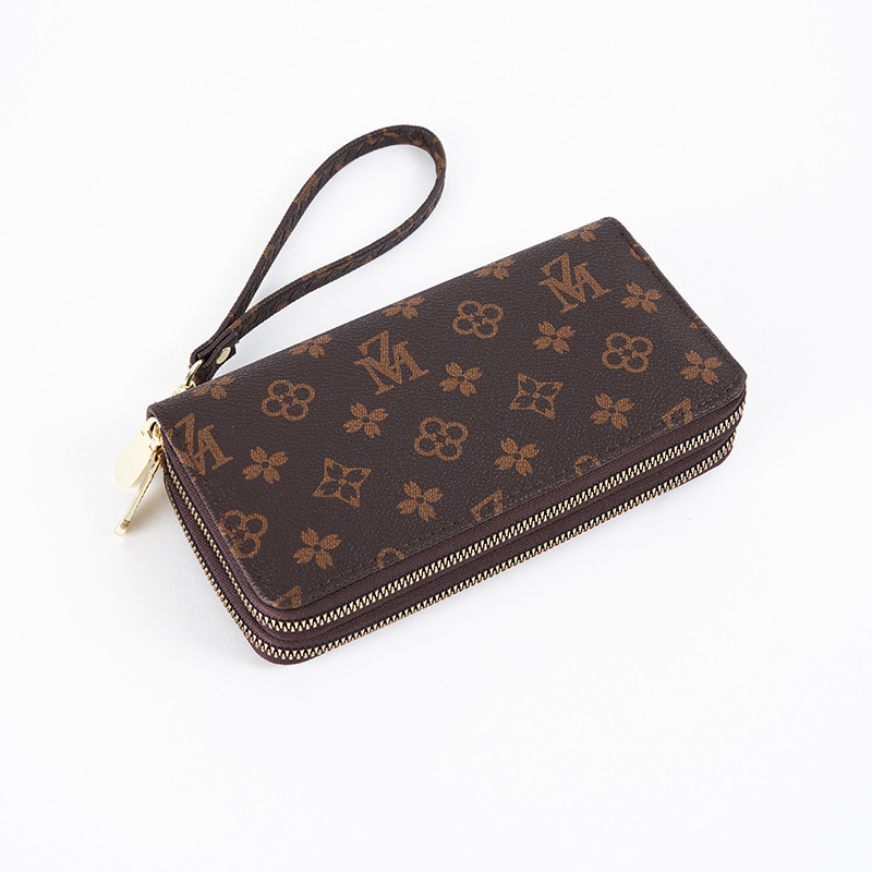 Long Wallet for Women New European and American Trend Large Capacity Double Zipper Phone Bag Printed Letter Clutch