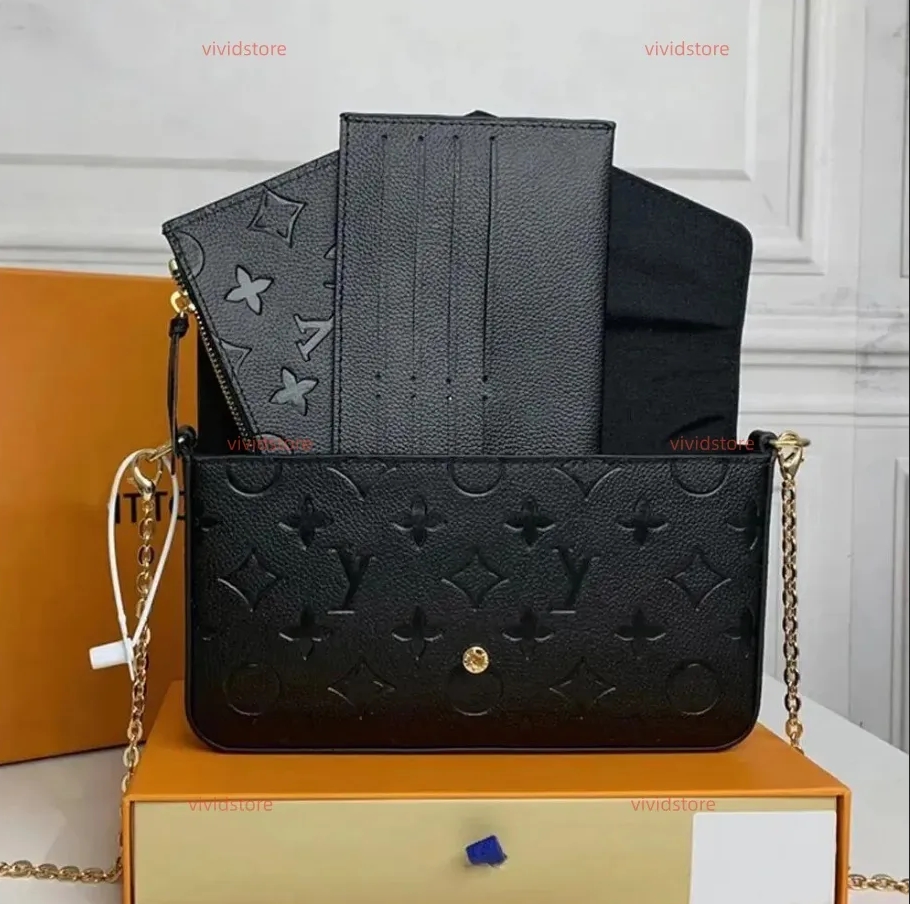 designer bag luxury bag 3-in-1 chain With Box Capacity Handbags crossbody stylish embossed leather detachable cardholder pouch commute travel bag Purse backpac