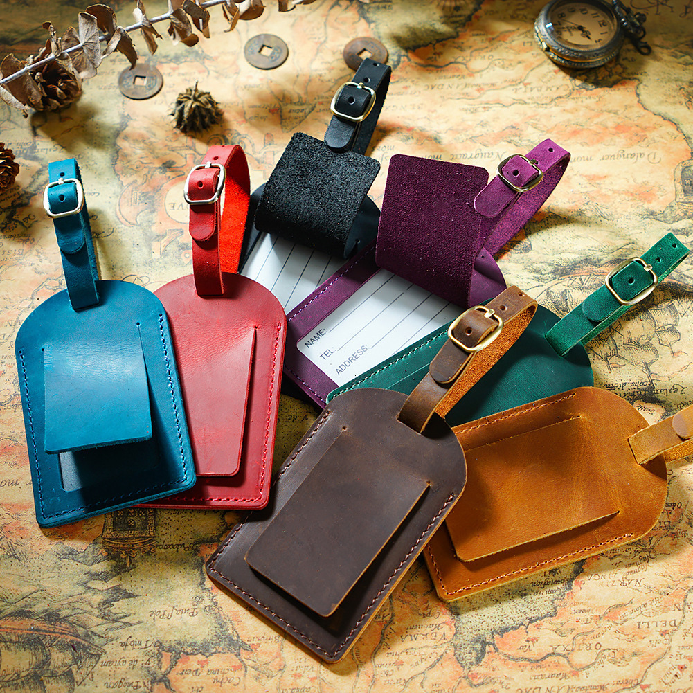 New genuine leather headliner airplane boarding pass creative travel case tag luggage check-in leather luggage tag 260318