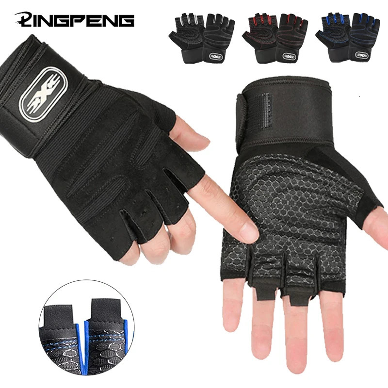 Workout Gloves for Men Women Half Finger Glove with Wrist Wrap Sport Weight Lifting Training Bicycle Motorcyclist Gym 260408