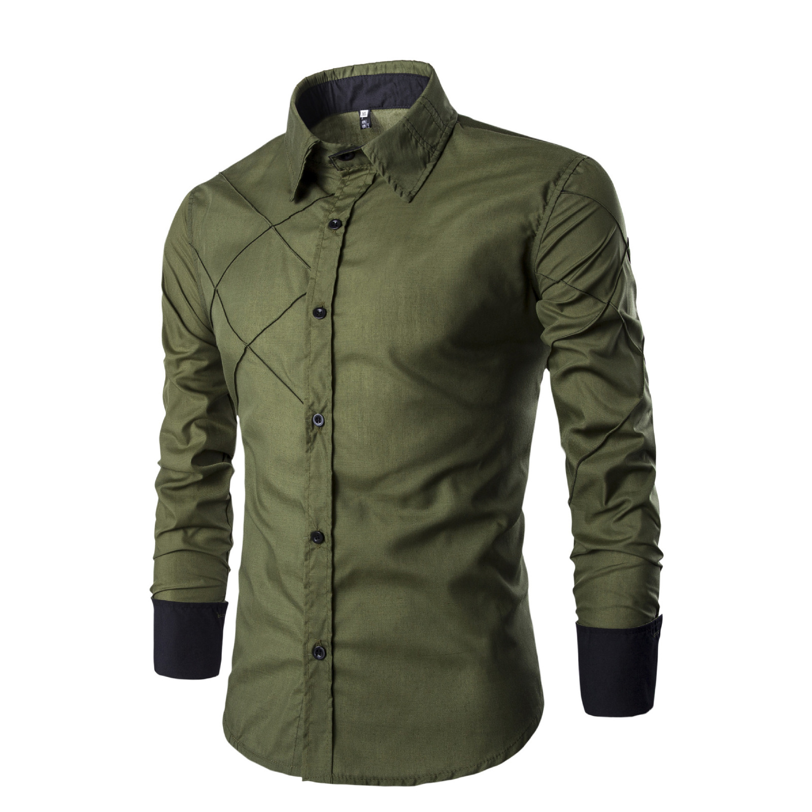 Hot-selling mens long-sleeved shirt grid line design casual shirt color 240827 ww
