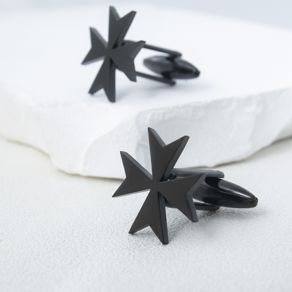 Men's Stainless Steel French Cufflinks with Cross Design, Designer Studs, Suit Accessories, Metal Buttons, Shirt