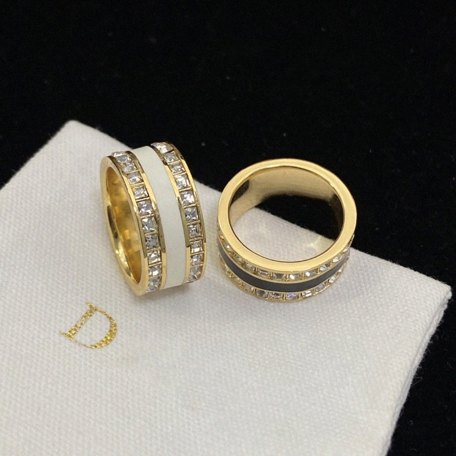 Gold enamel Letter rings 18K designer rings Gold plated fashion trendy women's ring Elegant Band rings Designer Jewelry gift for wedding Top Quality M I1fG#